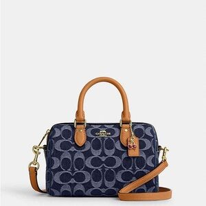 Coach Denim Cherry Mini Rowan Crossbody Bag